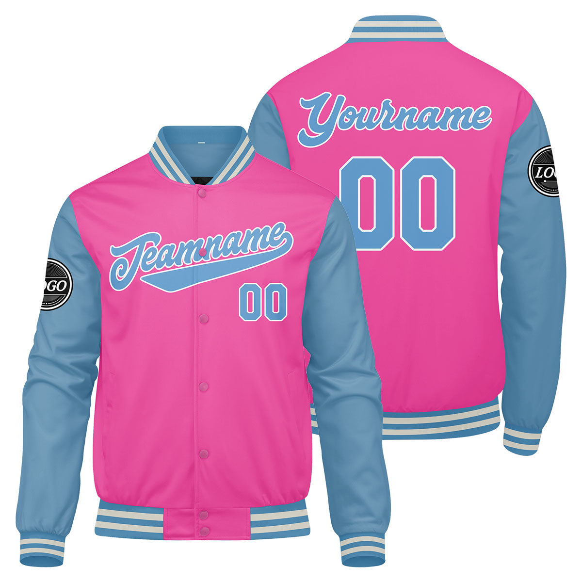 Chaqueta universitaria personalizada estilo Letterman para hombres-mujeres y jóvenes-color rosa