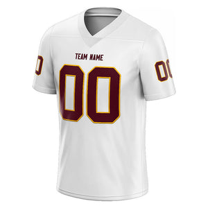 customized  authentic football jersey white- burgundy mesh