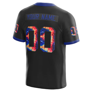 customized authentic tie dye football jersey black-royal mesh