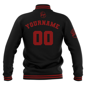 Chaquetas universitarias impermeables negras y rojas personalizadas con nombre-número y logotipo bordados a medida