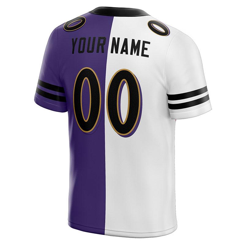 custom authentic split fashion football jersey purple-white-black mesh
