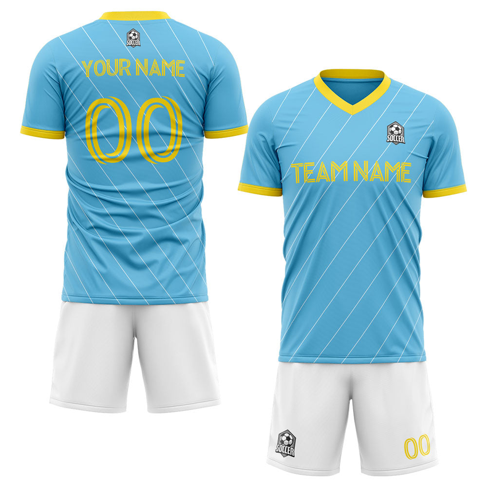 custom soccer set jersey kids adults personalized soccer blue