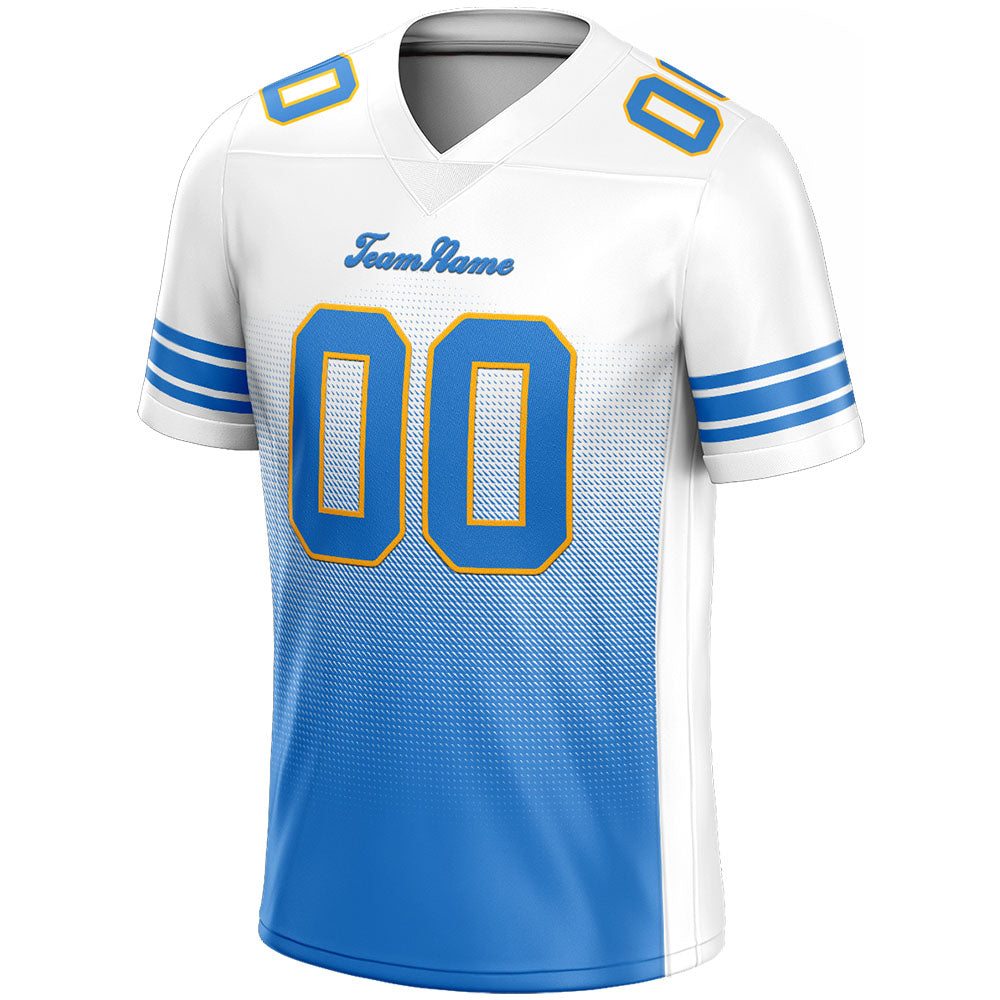 custom authentic gradient fashion football jersey white-light blue