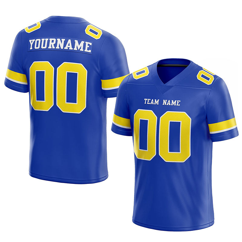 customized authentic football jersey blue gold-white mesh