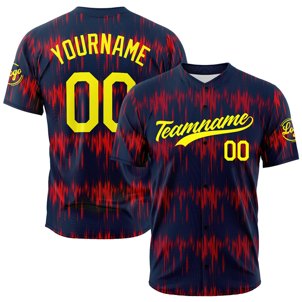 Camiseta de béisbol azul marino con dise?o personalizado estampado completo