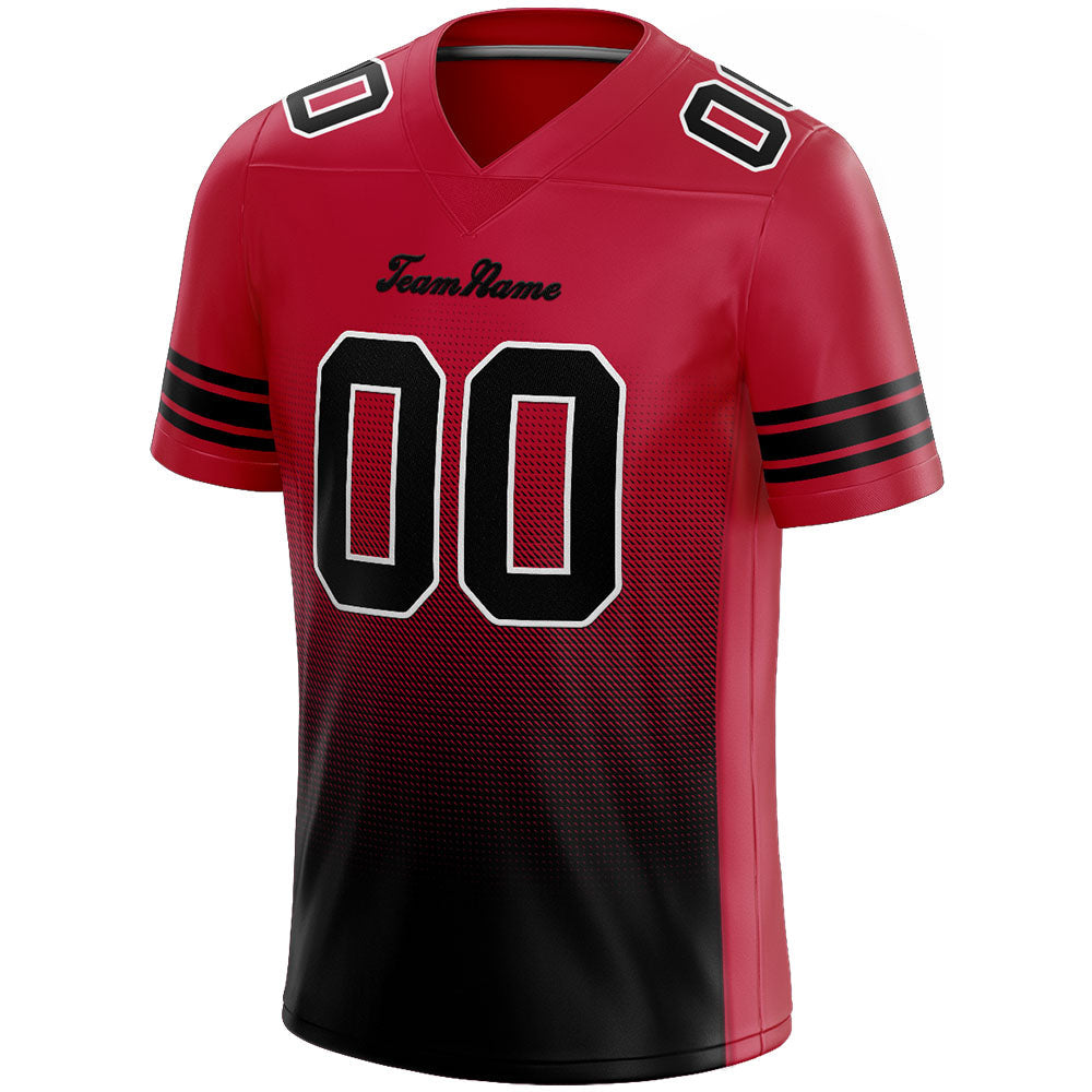 custom authentic gradient fashion football jersey red-black