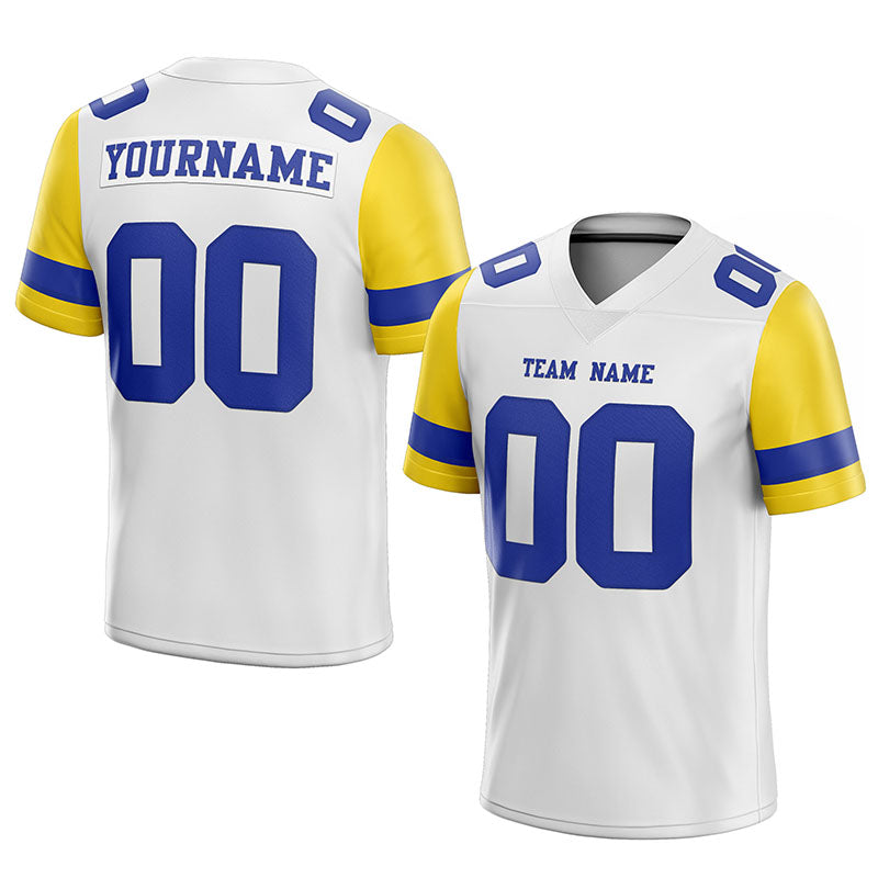 customized authentic football jersey blue gold-white mesh