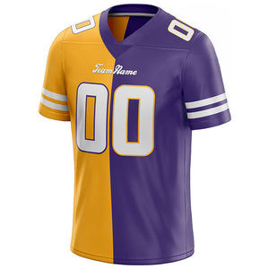 custom authentic split fashion football jersey purple-yellow-white mesh