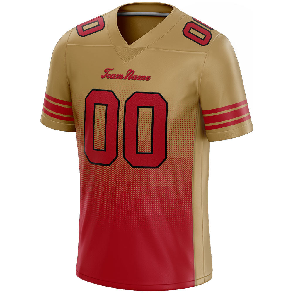 custom authentic gradient fashion football jersey gold-red