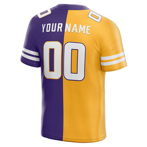 custom authentic split fashion football jersey purple-yellow-white mesh