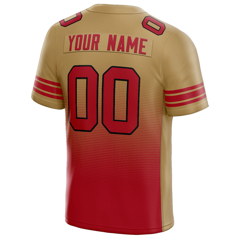 custom authentic gradient fashion football jersey gold-red
