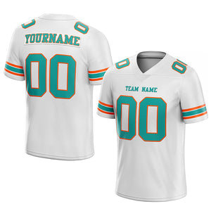 customized authentic football jersey white green- orange mesh