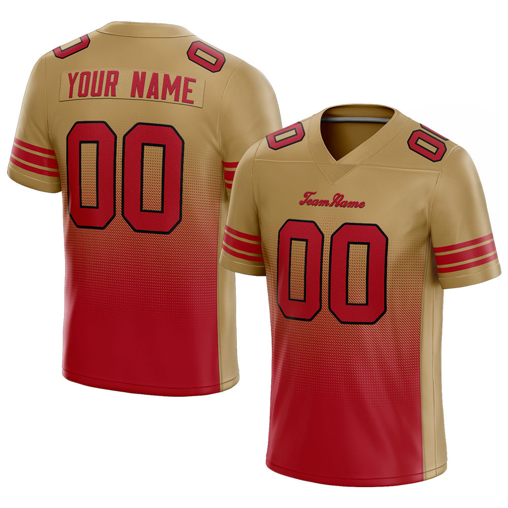 custom authentic gradient fashion football jersey gold-red