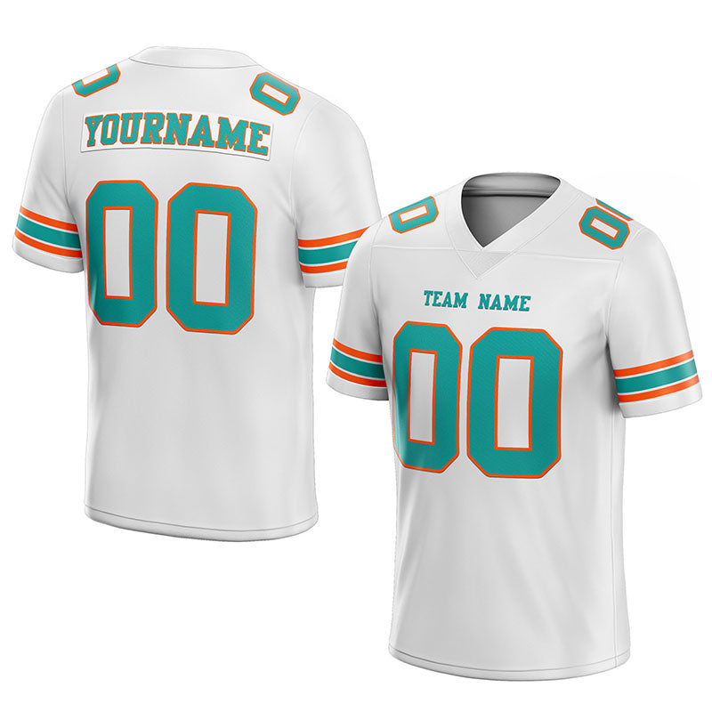 customized authentic football jersey  orange green-white mesh