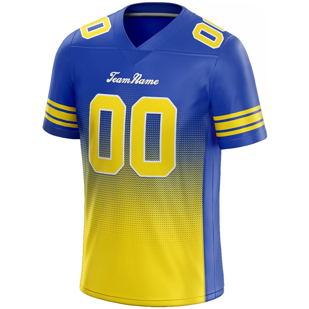 custom authentic gradient fashion football jersey blue-yellow