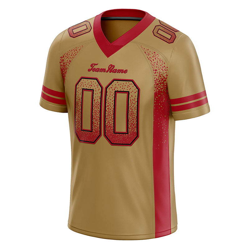 custom authentic drift fashion football jersey gold-red mesh