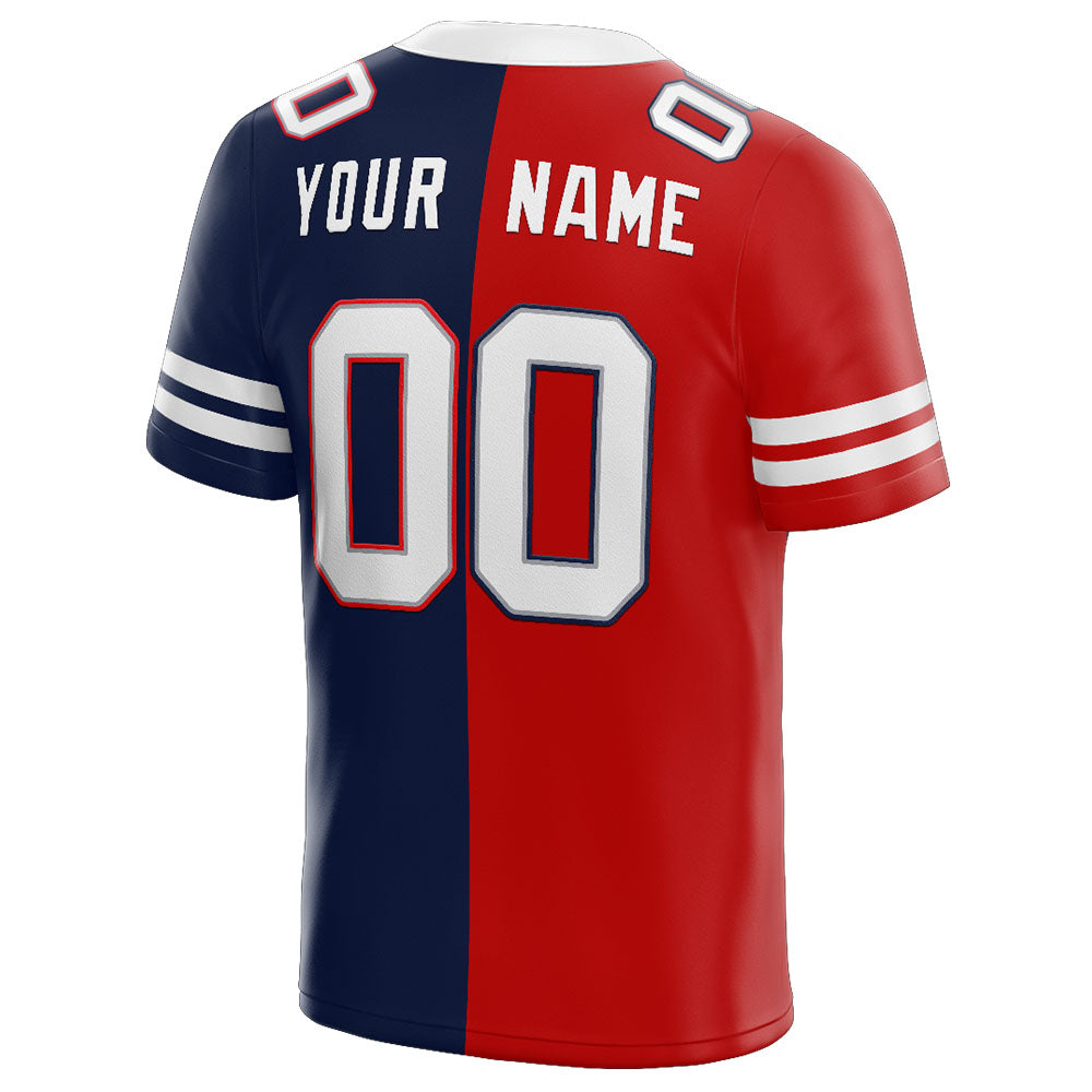 custom authentic split fashion football jersey royal-red-white