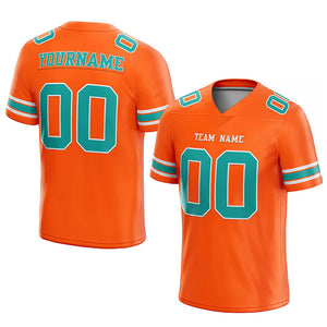 customized authentic football jersey white green- orange mesh