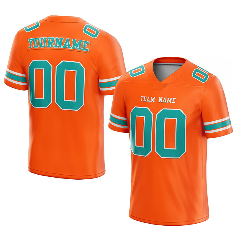 customized authentic football jersey  orange green-white mesh