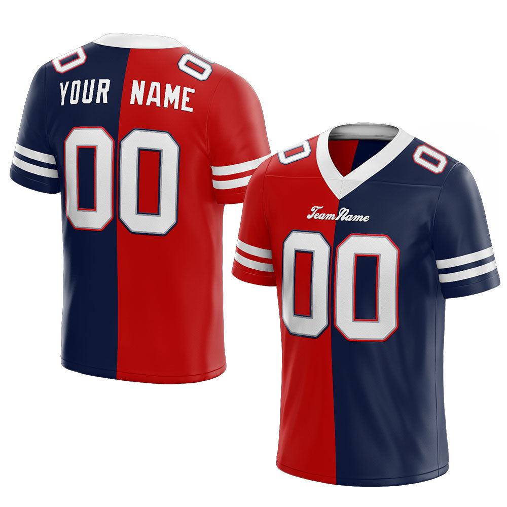 custom authentic split fashion football jersey royal-red-white