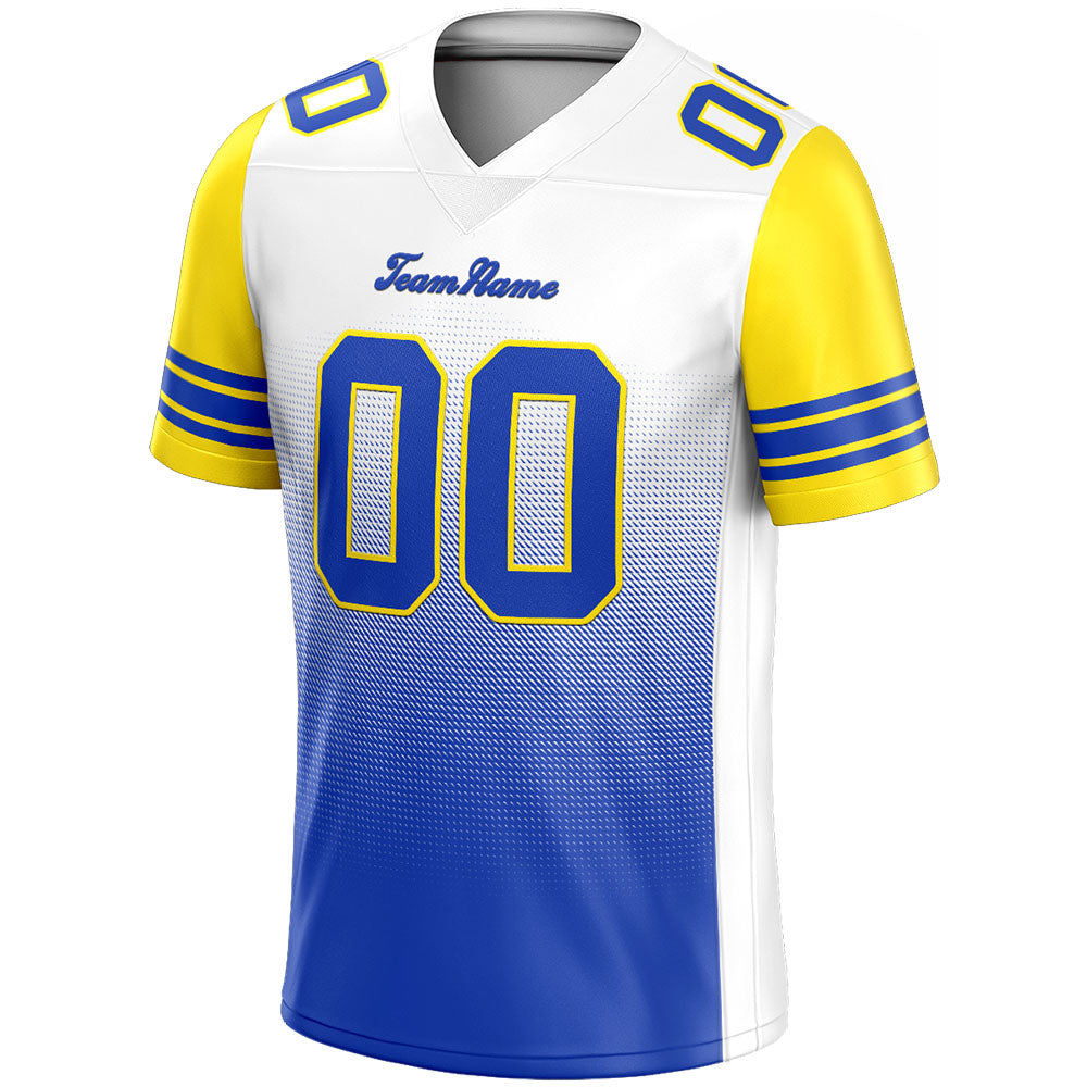 custom authentic gradient fashion football jersey white-blue-yellow
