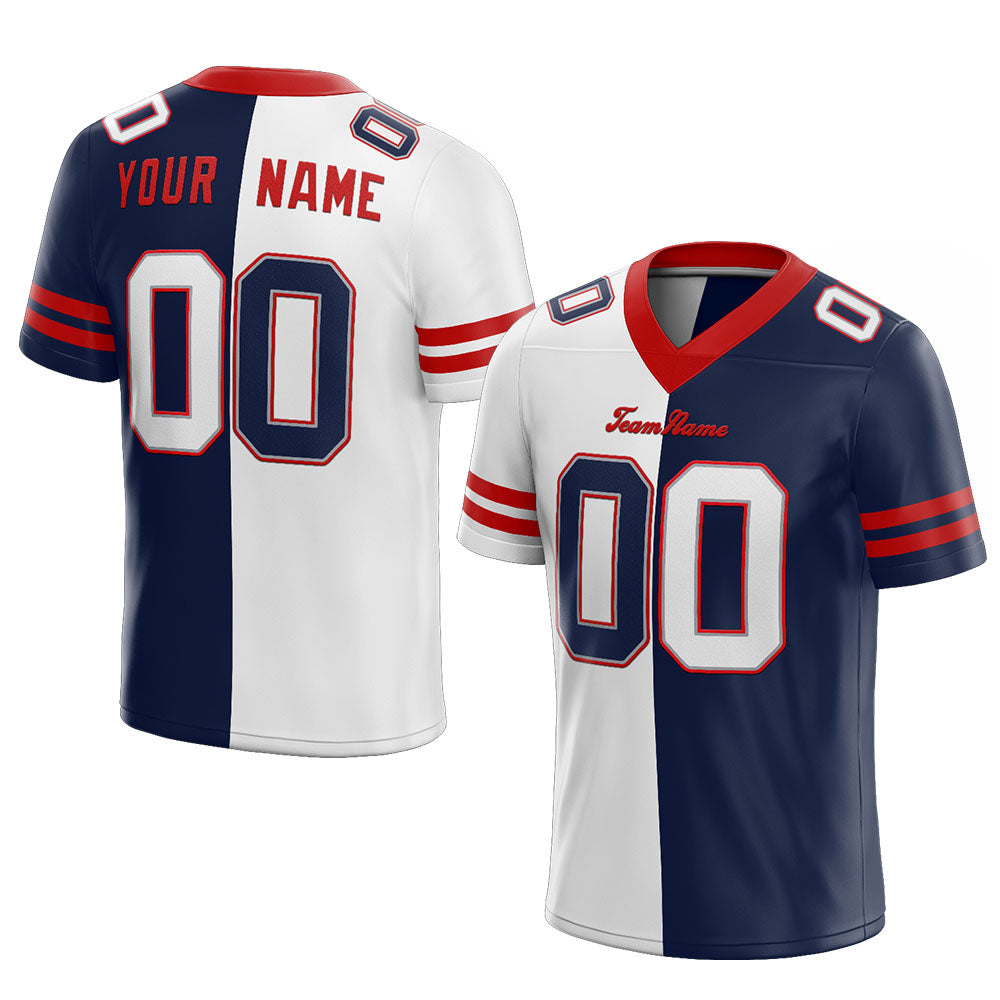 custom authentic split fashion football jersey royal-red-white