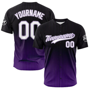 Camiseta de béisbol con dise?o personalizado estampado completo en negro y morado