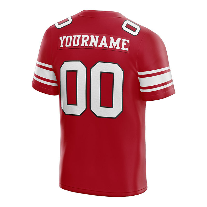 customized authentic football jersey red white-black mesh