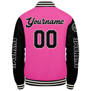 Chaquetas universitarias personalizadas en rosa y negro para hombres & mujeres y jóvenes & Chaquetas Letterman personalizadas