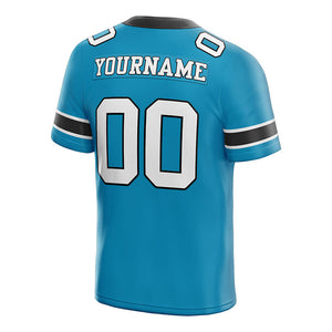 customized  authentic football jersey black white-panther blue mesh