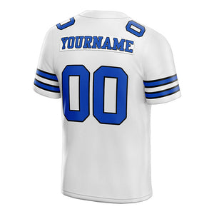 customized authentic football jersey white blue-black mesh