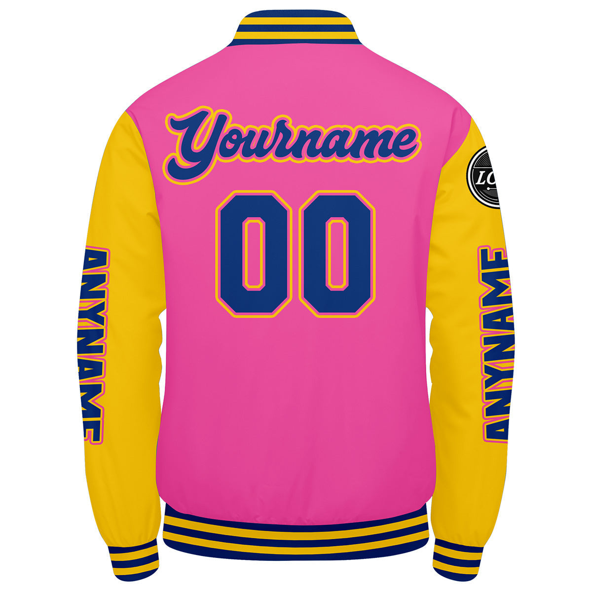 Chaquetas universitarias personalizadas en rosa y amarillo para hombres & mujeres y jóvenes & Chaquetas tipo Letterman personalizadas