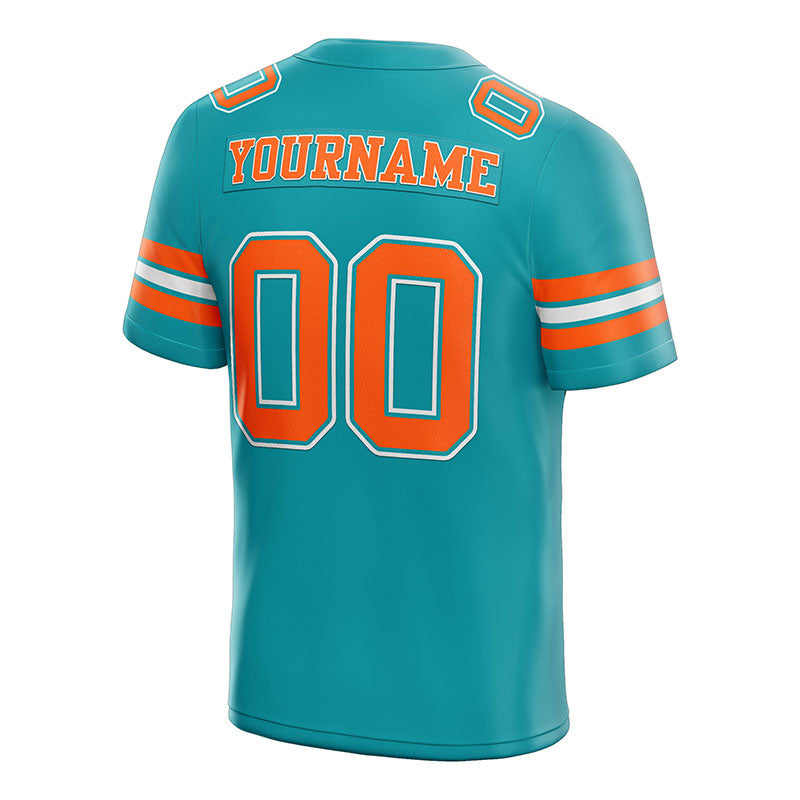customized  authentic football jersey aqua orange-white mesh