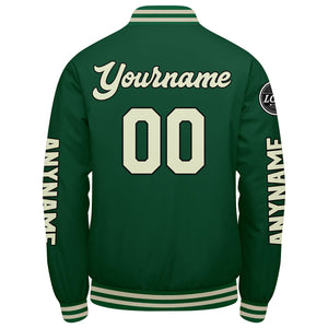 Chaquetas universitarias personalizadas de color verde crema para hombres & mujeres y jóvenes & Chaquetas Letterman personalizadas