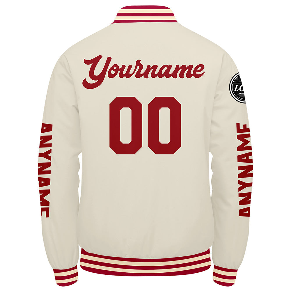 Chaquetas universitarias personalizadas de color rojo crema para hombres & mujeres y jóvenes & Chaquetas Letterman personalizadas