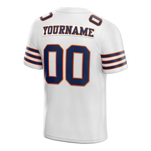 customized  authentic football jersey white navy-orange mesh