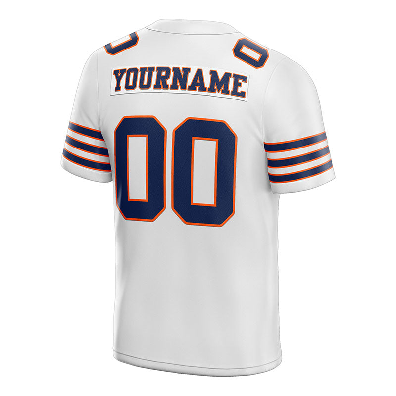 customized  authentic football jersey white navy-orange mesh
