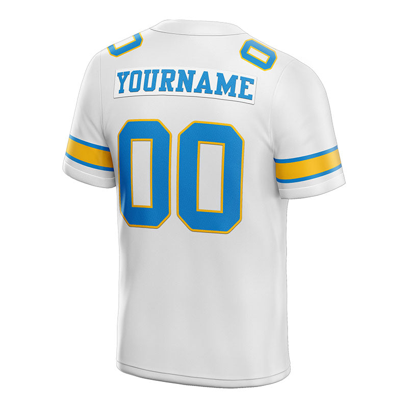 customized  authentic football jersey yellow white -powder blue  mesh