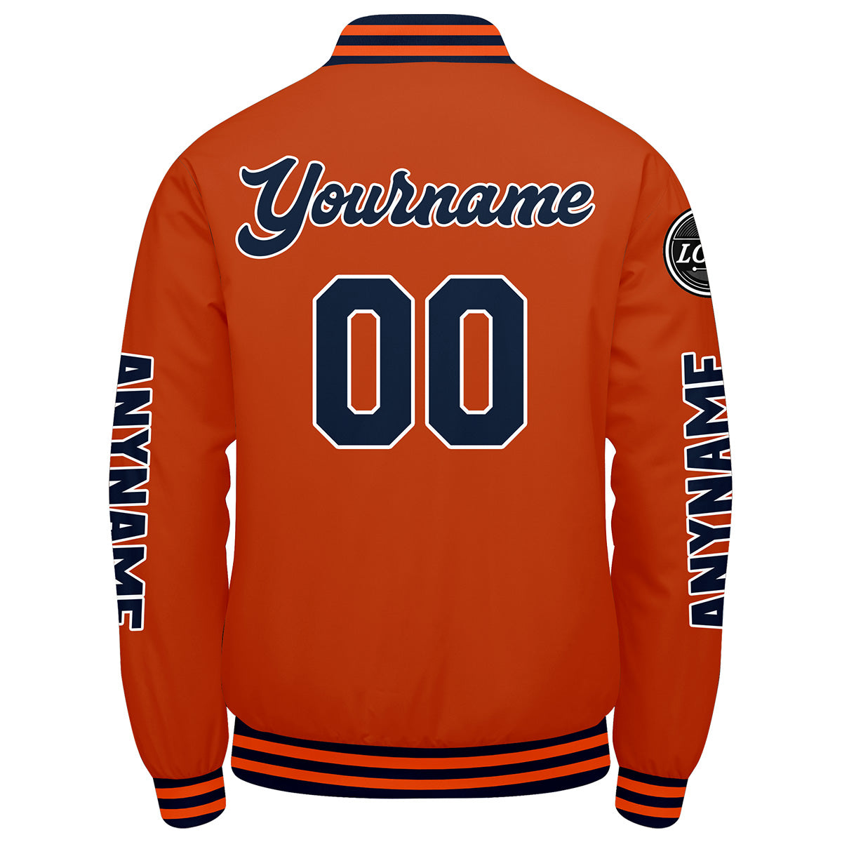 Chaquetas universitarias personalizadas azul marino y naranja para hombres & mujeres y jóvenes & Chaquetas Letterman personalizadas