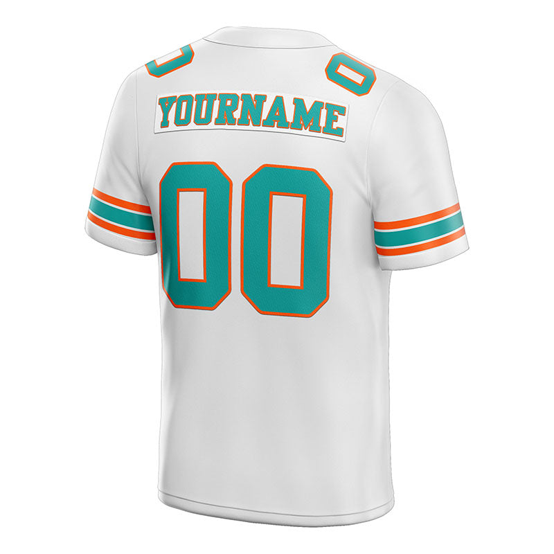customized authentic football jersey white green- orange mesh