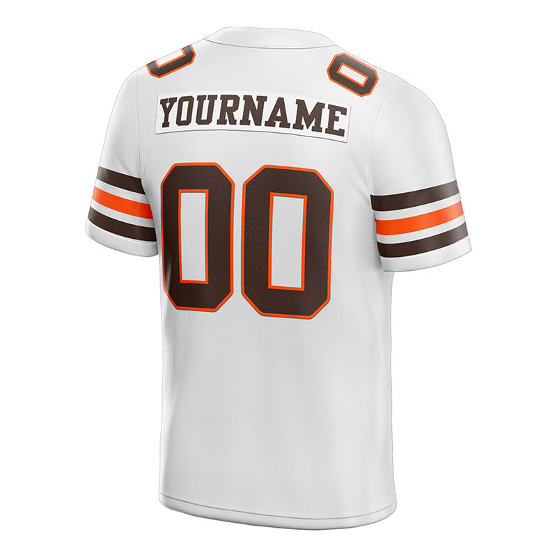 customized authentic football jersey brown white-orange mesh