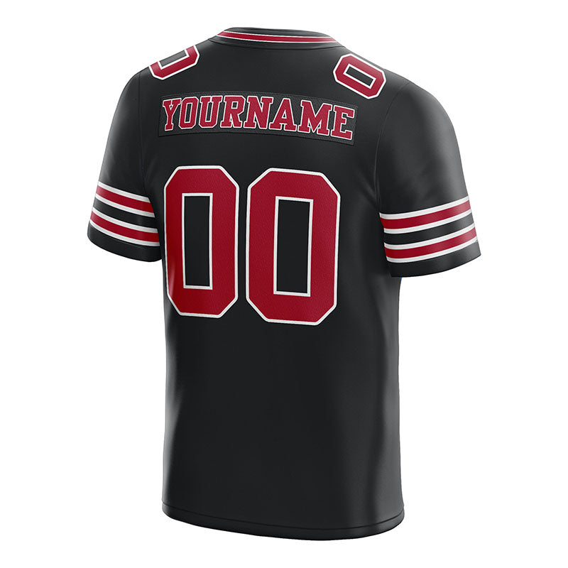 customized authentic football jersey black red-white mesh