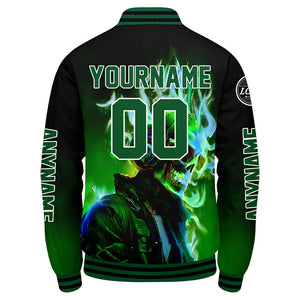Chaquetas universitarias personalizadas en negro y verde para hombres & mujeres y jóvenes & Chaquetas Letterman personalizadas