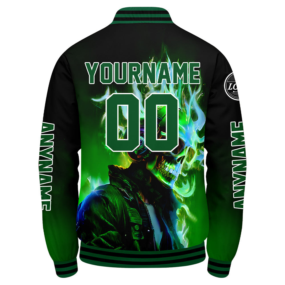 Chaquetas universitarias personalizadas en negro y verde para hombres & mujeres y jóvenes & Chaquetas Letterman personalizadas