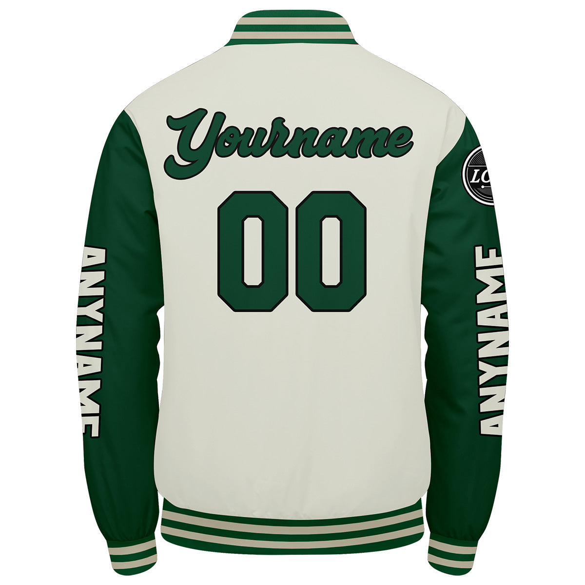 Chaquetas universitarias personalizadas de color verde crema para hombres & mujeres y jóvenes & Chaquetas Letterman personalizadas