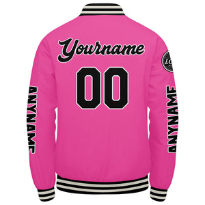 Chaquetas universitarias rosas personalizadas para hombres & mujeres y jóvenes & Chaquetas Letterman personalizadas