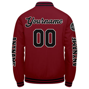 Chaquetas universitarias personalizadas en color carmesí y negro para hombres & mujeres y jóvenes & Chaquetas tipo Letterman personalizadas