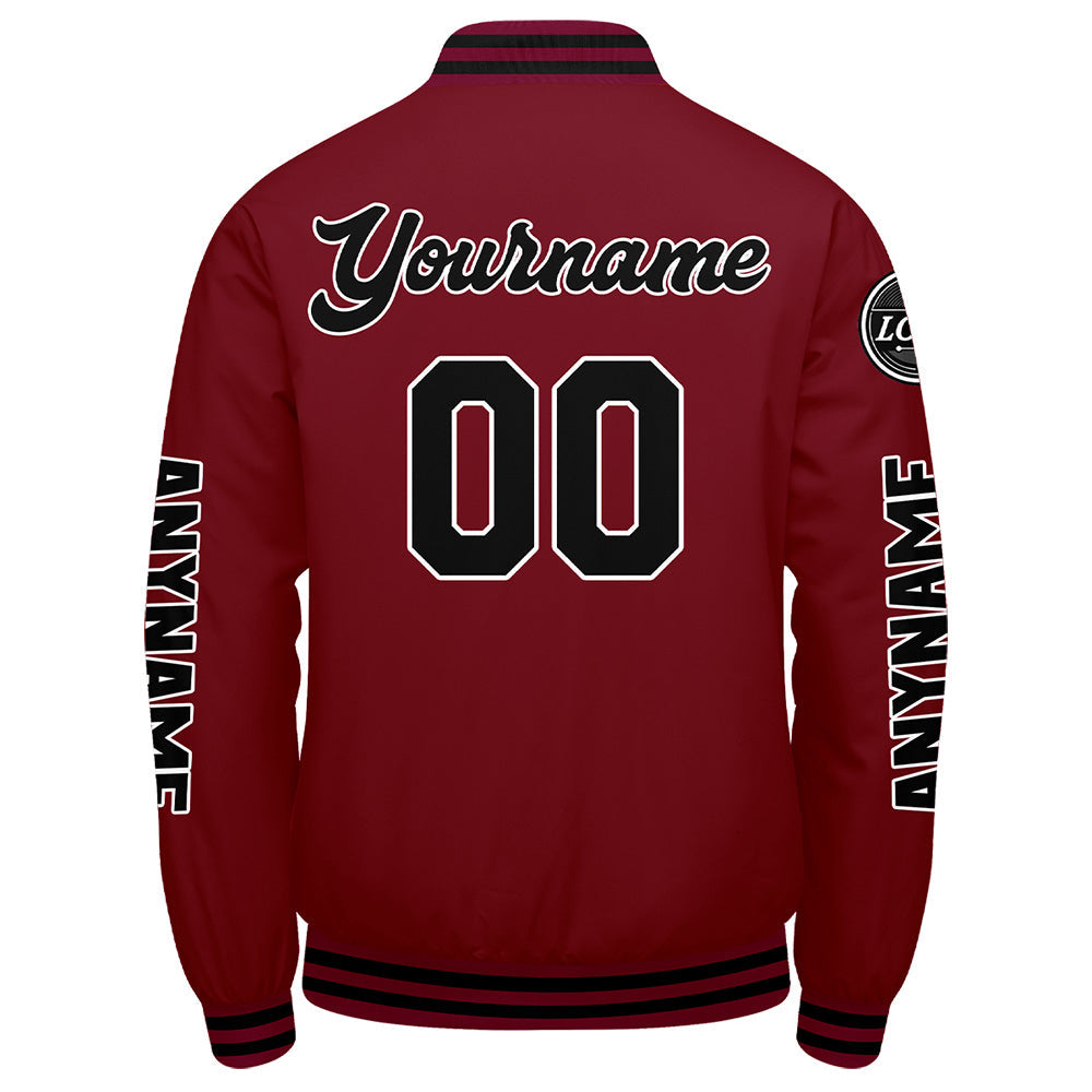 Chaquetas universitarias personalizadas en color carmesí y negro para hombres & mujeres y jóvenes & Chaquetas tipo Letterman personalizadas
