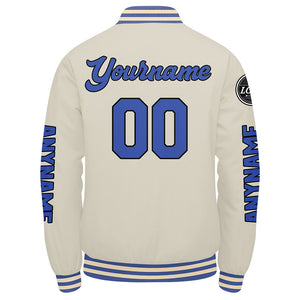 Chaquetas universitarias personalizadas color crema y azul para hombres & mujeres y jóvenes & Chaquetas estilo Letterman personalizadas