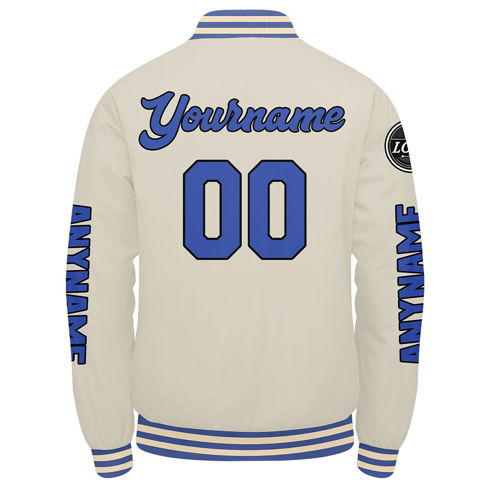 Chaquetas universitarias personalizadas color crema y azul para hombres & mujeres y jóvenes & Chaquetas estilo Letterman personalizadas